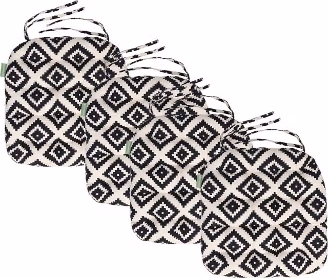 Gardenista Jungle Aztec Tufted Outdoor Garden Chair Cushion Seat Pad in Black