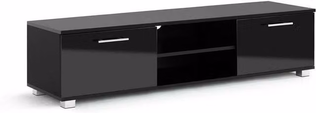 VOGREX Modern Black Glossy TV Stand, W/D/H: 140 x 40 x 35 cm
