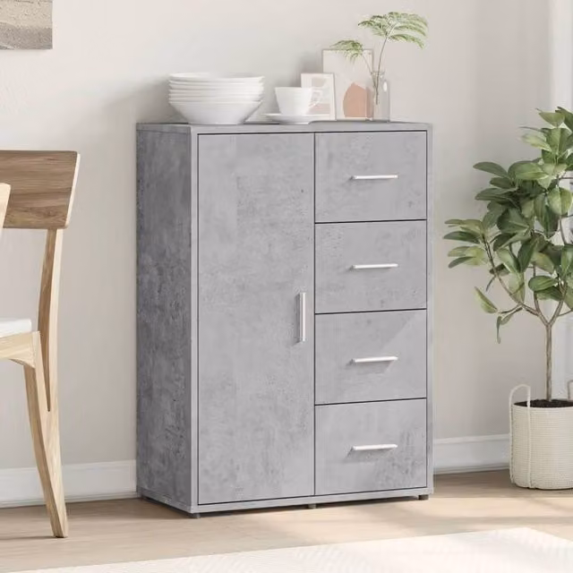 Berkfield Home Sideboard in Concrete Grey, W/D/H: 60 x 31 x 84 cm