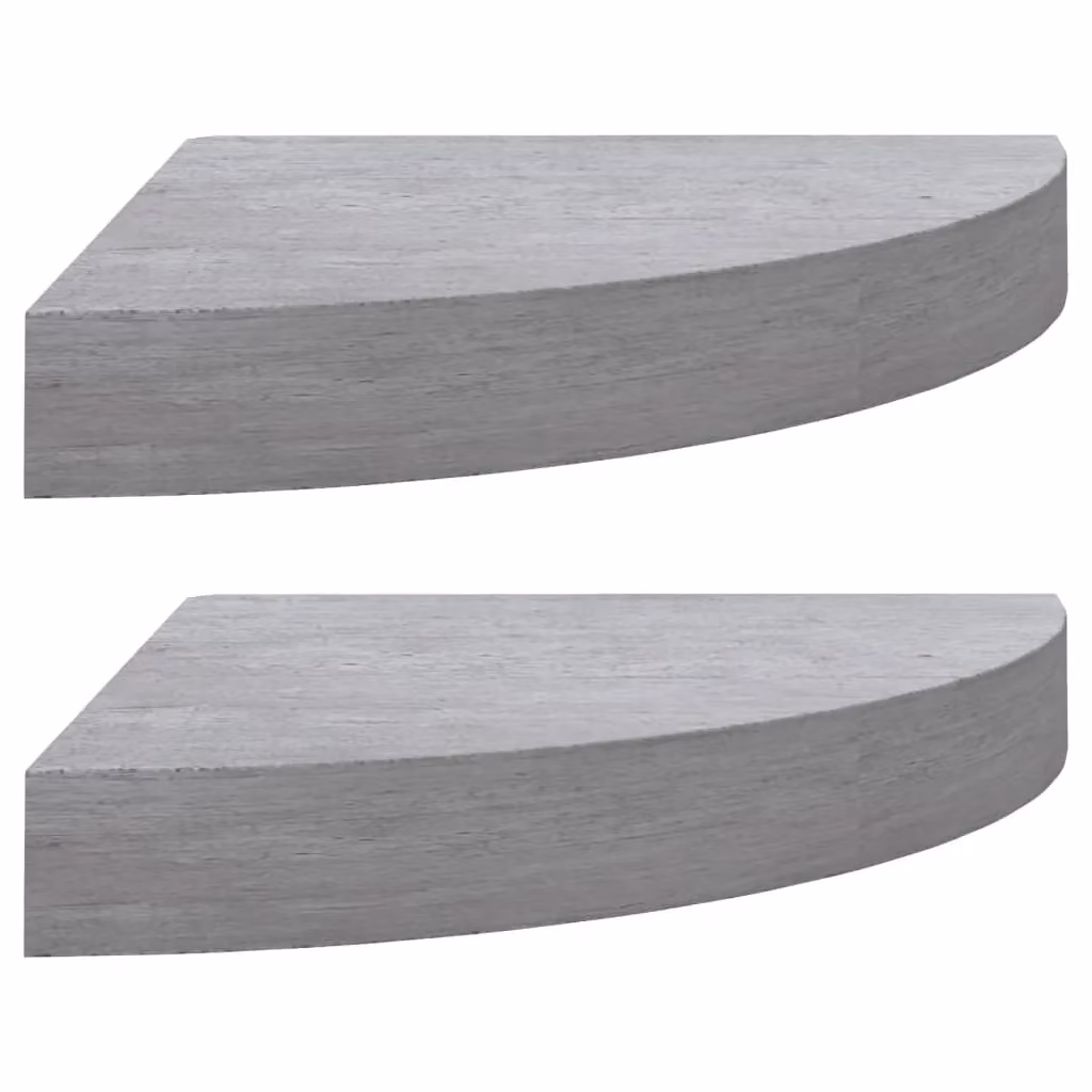Berkfield Home Wall Mounted Corner Shelves, 2 Pack, Concrete Grey MDF and Metal, W/D/H: 25 x 25 x 3.8 cm – 2
