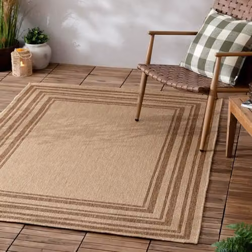 Riva Home Yard Camberj Indoor/Outdoor Rectangular Rug in Beige and Sand, W/D: 120 x 170 cm