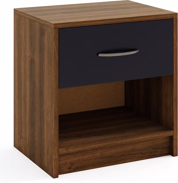 COSTWAY Modern 3-Tier Bedside Table Nightstand in Brown