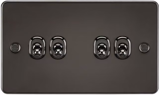 Knightsbridge FP4TOGGM Gunmetal 2-Way Toggle Switch with Flat Plate