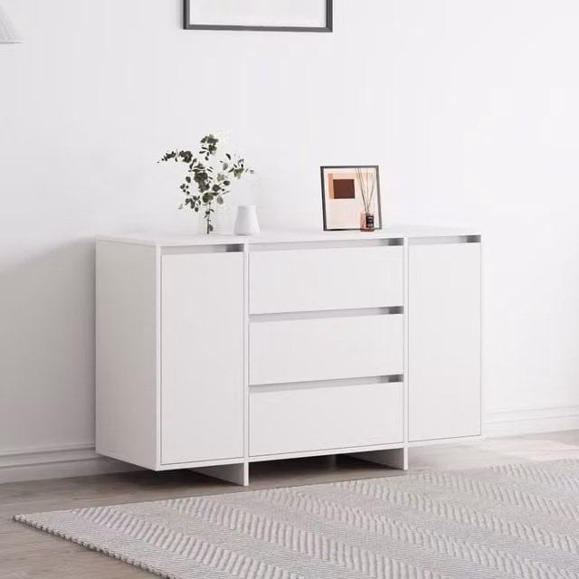 Berkfield Home Modern White Sideboard in Matt Engineered Wood W/D/H: 120 x 41 x 75 cm