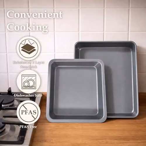Carter & Clay 6 Piece Non-Stick Rectangular Steel Baking Set in Silver and Grey – 4