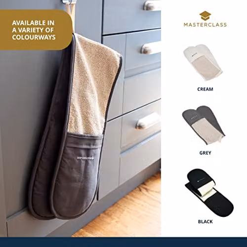 MasterClass Professional Non-Slip Cotton Oven Glove, Grey – 6