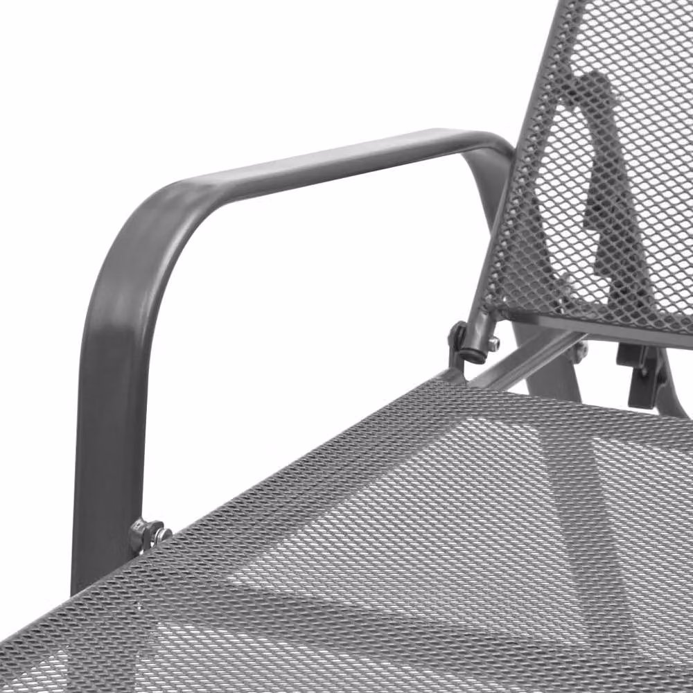 Berkfield Home Sun Lounger in Anthracite Grey Metal, W: 154.0 cm, D: 103.0 cm, H: 66.0 cm – 3