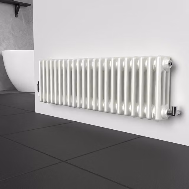 Lux Heat Horizontal 3 Column Steel Radiator in White, W/H: 101.0 x 30.0 cm