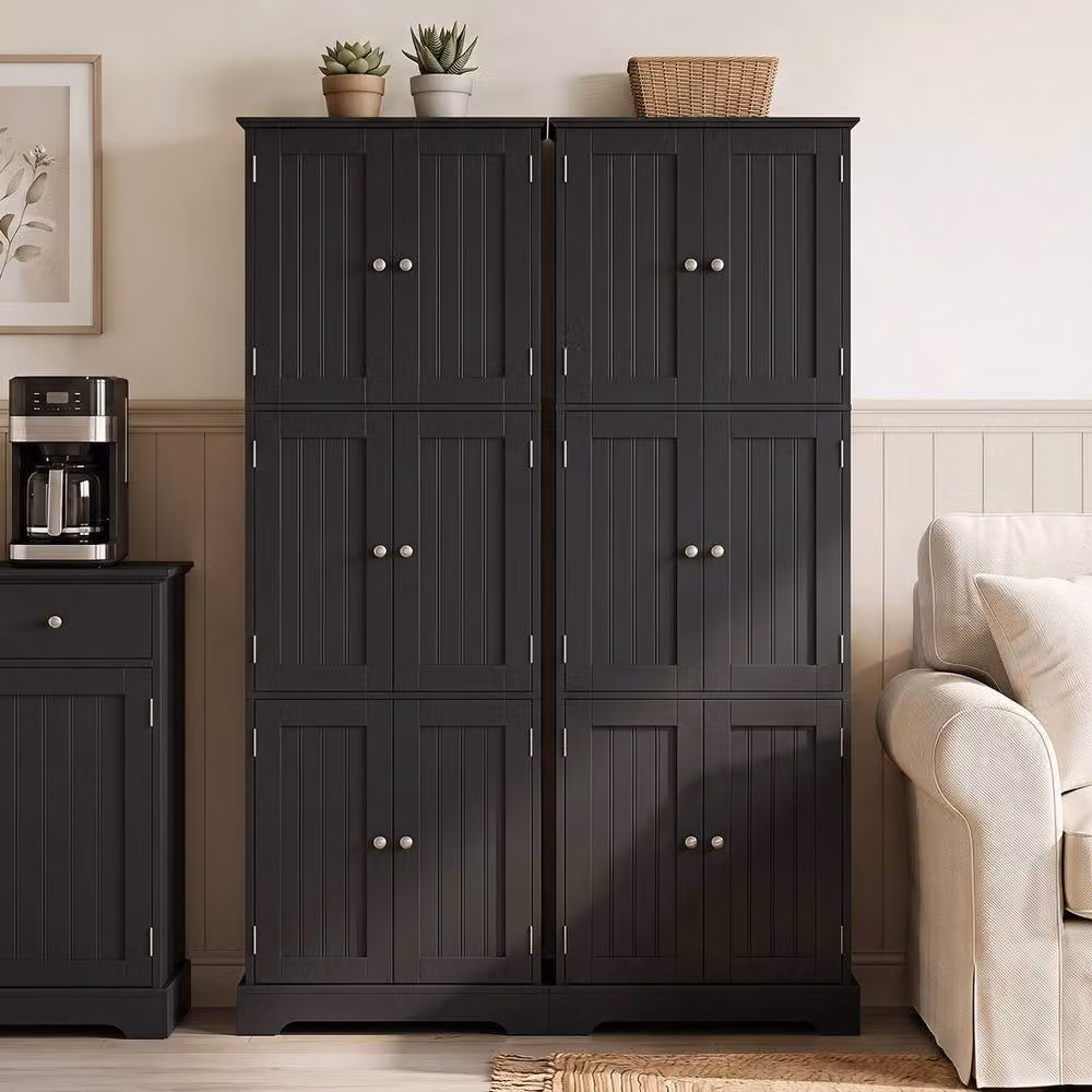 KORVIXA Black Matt Freestanding Modern Bathroom Storage Cabinet with Hinged Doors and Internal Shelves W/D/H: 100 x 100 x 100 cm – 3