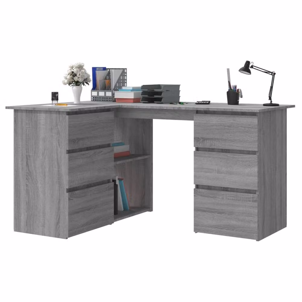 Berkfield Home Corner Desk in Grey Sonoma, W/D/H: 145 x 100 x 76 cm – 3