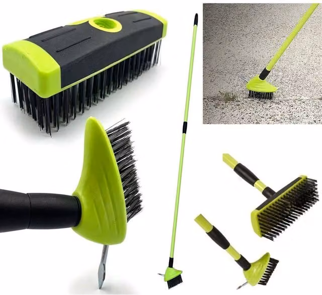 SPETLEK 3 in 1 Garden Patio Cleaner, Weed Brush and Broom, Green