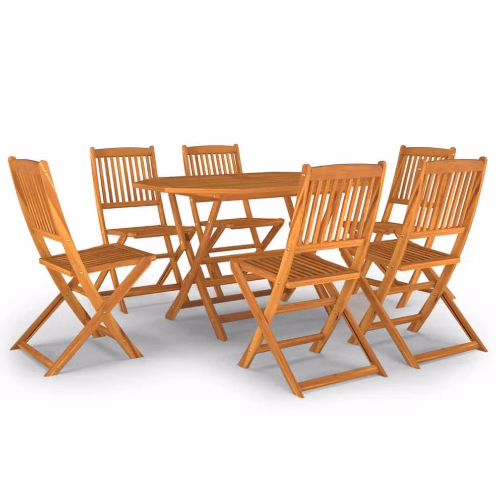 Berkfield Home 7 Piece Garden Dining Set in Brown Oiled Solid Acacia Wood – 2