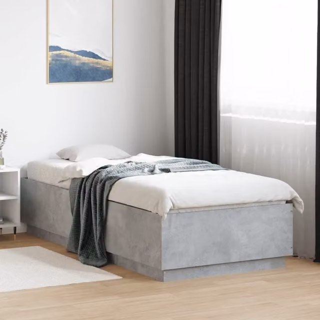 Berkfield Home Modern Bed Frame in Grey, W/D/H: 90 x 200 cm – 1
