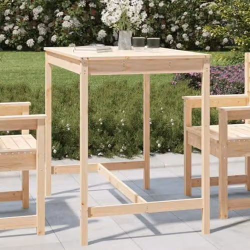 vidaXL Rectangular Garden Table in Beige Solid Pine Wood, W: 121 cm, D: 82.5 cm, H: 110 cm – 2