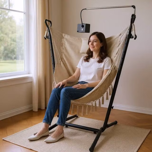 Gymax Bohemian Style Hanging Hammock Swing Chair with Stand and Pillow in Beige – 1