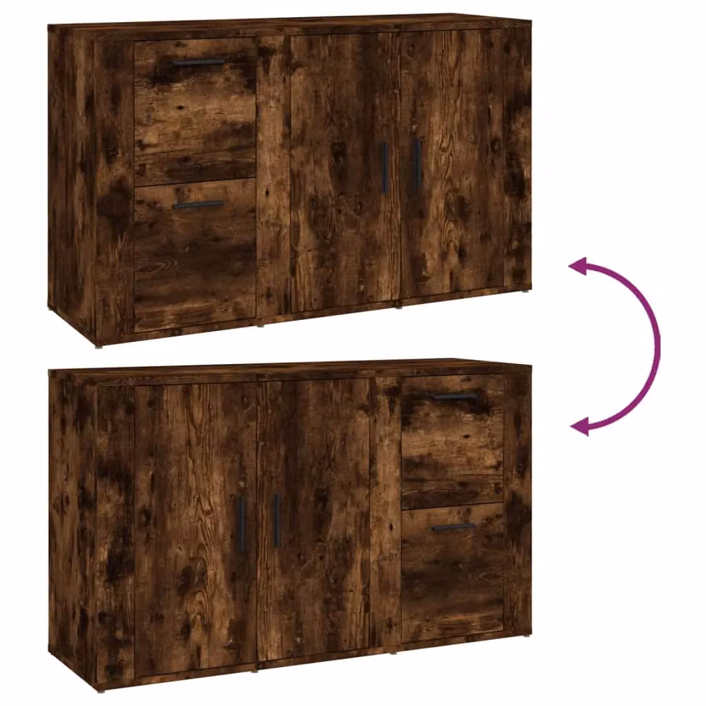 Berkfield Home Smoked Oak Sideboard in Brown, W/D/H: 100 x 33 x 59.5 cm – 4