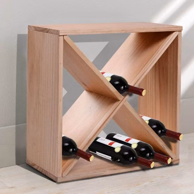 HOMCOM 24 Bottle Rustic Pine Wood Wine Rack in Brown – 1