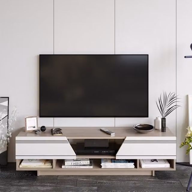 Decorotika Aspa Modern TV Unit in White and Grey MDF