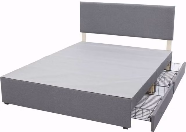 FORGEVIO Modern Upholstered Double Bed Frame in Grey Fabric, H: 99 cm, W: 137 cm, D: 194 cm