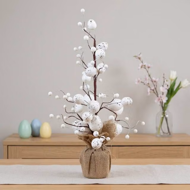 Garden Greatness Blanc Easter Egg Decorative Tabletop Tree in White and Multicolour