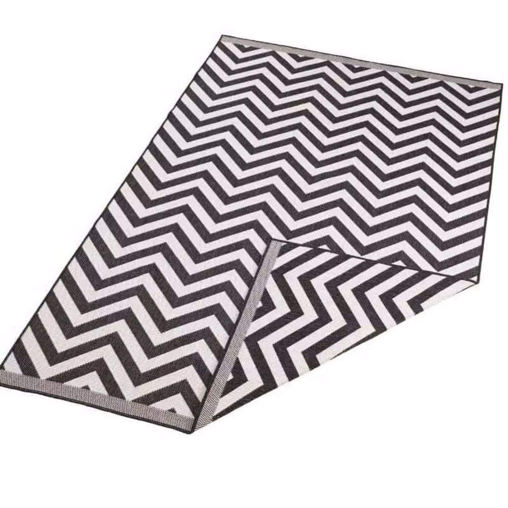 THE RUGS Palma Reversible Indoor Outdoor Herringbone Rug in Black, W/D/H: 160 x 230 cm – 4