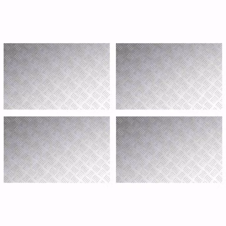 Berkfield Home Silver Aluminium Anti-Slip Checker Plate Sheets, 4 Pack, W: 80 cm, D: 50 cm