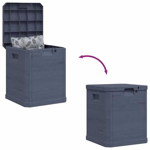 vidaXL Anthracite Plastic Garden Storage Box with Removable Lid – 4