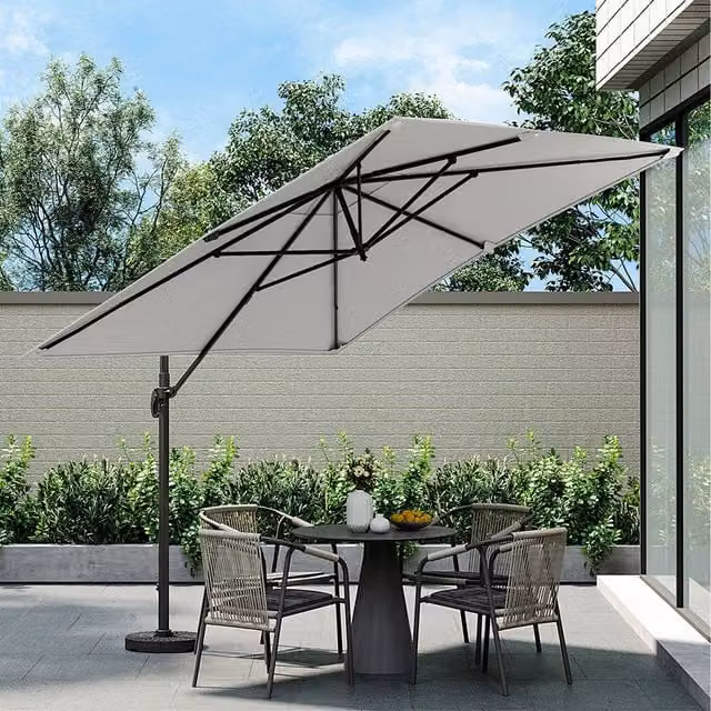 Breeins Cantilever Parasol with Adjustable Polyester Canopy and HDPE Base in Grey