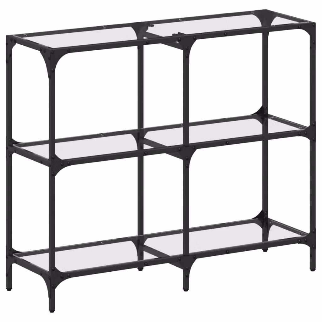 Berkfield Home Modern Console Table with Transparent Glass Top and Black Steel Frame, W/D/H: 98 x 30 x 81 cm – 2