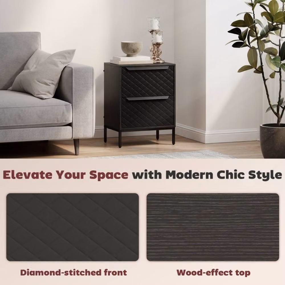 STILVORA Modern Black Chest of Drawers with 2 Fabric Drawers – 5