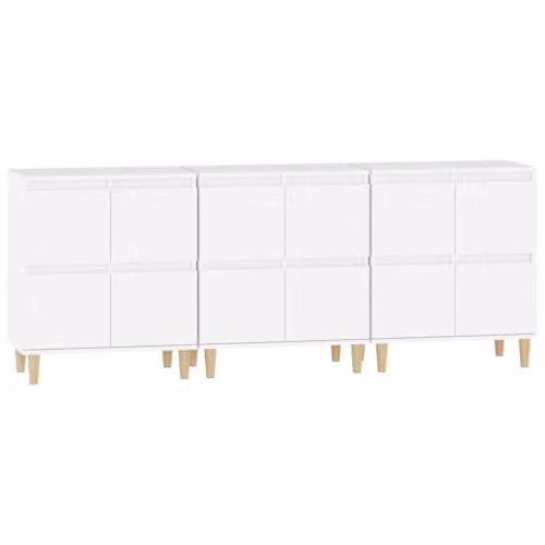 vidaXL Set of 3 Scandinavian Style Sideboards in White, W/D/H: 60 x 35 x 70 cm