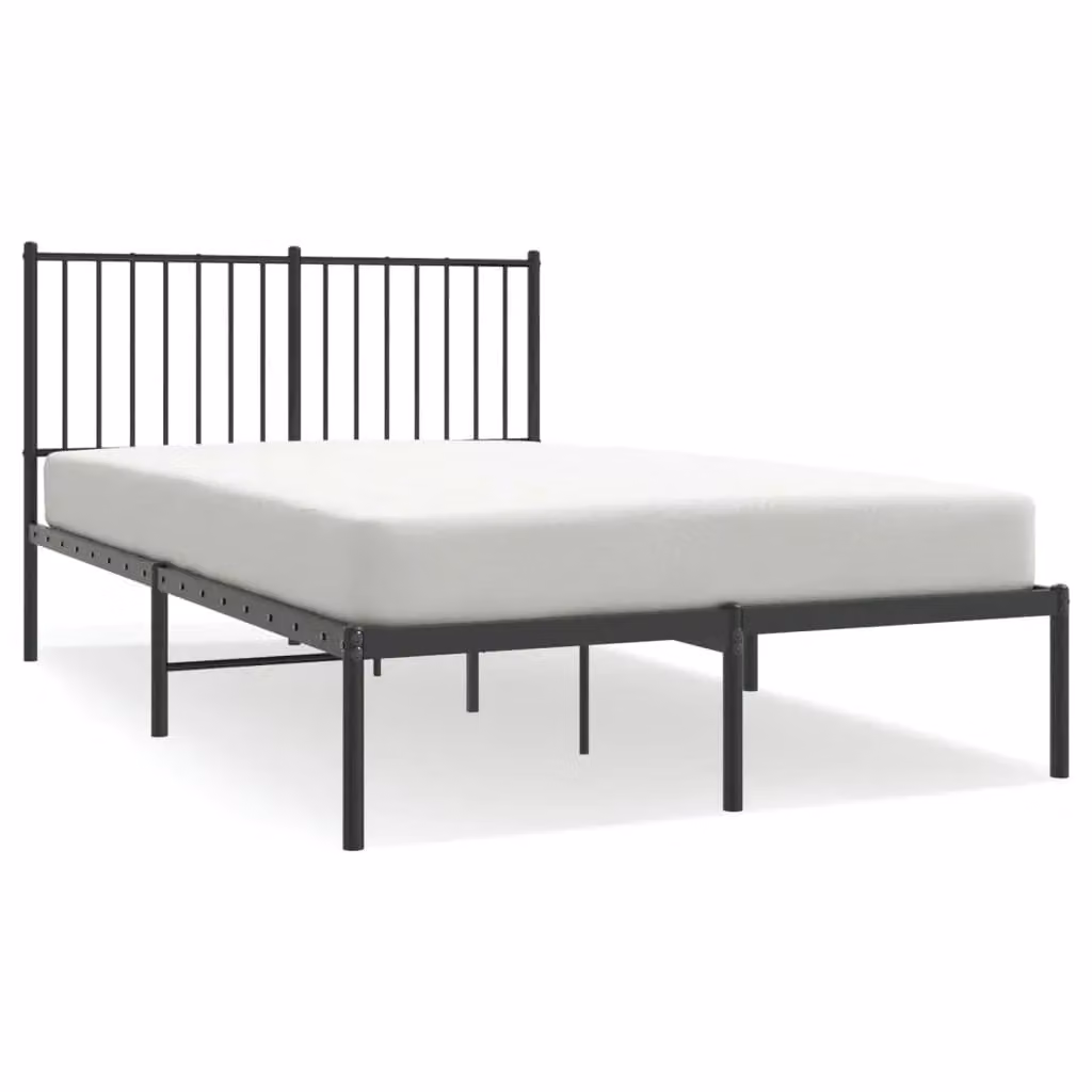 Berkfield Home Metal Bed Frame with Headboard in Black, W/D/H: 120 x 190 cm Small Double – 2