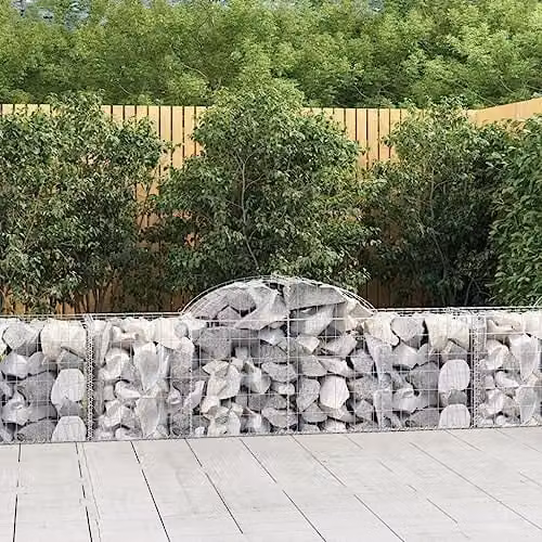 vidaXL Set of 14 Arched Gabion Baskets in Silver Galvanised Steel, W/D/H: 200 x 50 x 60/80 cm – 2