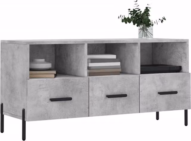 Berkfield Home Industrial TV Cabinet in Concrete Grey, W/D/H: 102 x 36 x 50 cm – 1