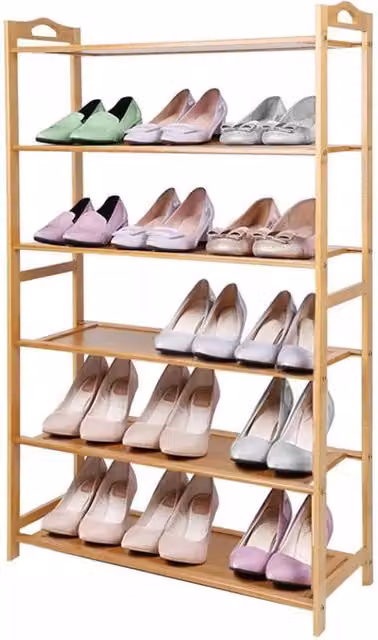 Nordara 6 Tier Bamboo Shoe Rack in Brown, Width: 50 cm – 1