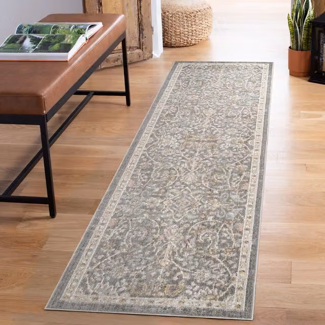 Desire Rugs Maia Traditional Floral Oriental Area Rug, Grey, W: 300 cm