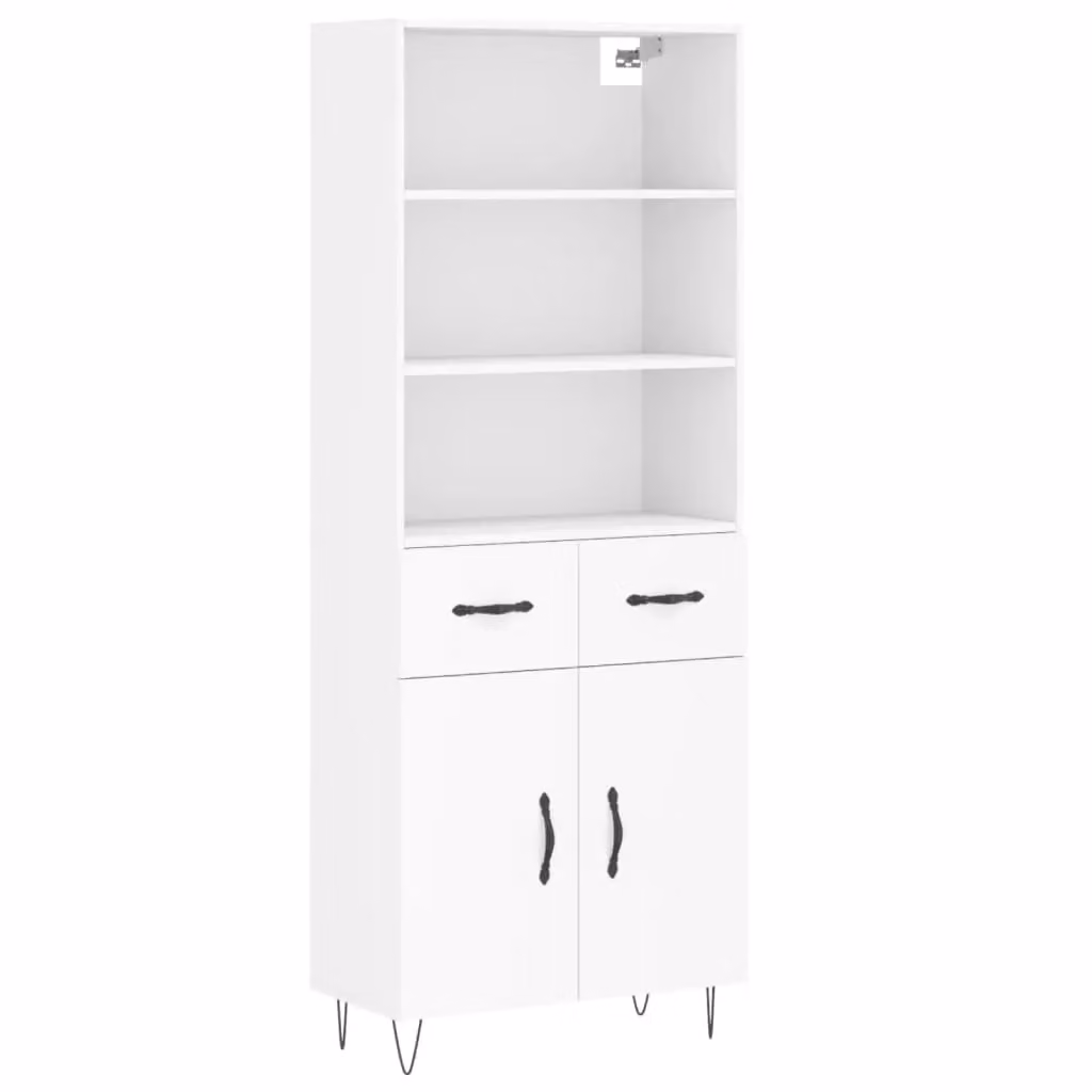 Berkfield Home Modern White Matt Highboard W/D/H: 69.5 x 34 x 180 cm – 2