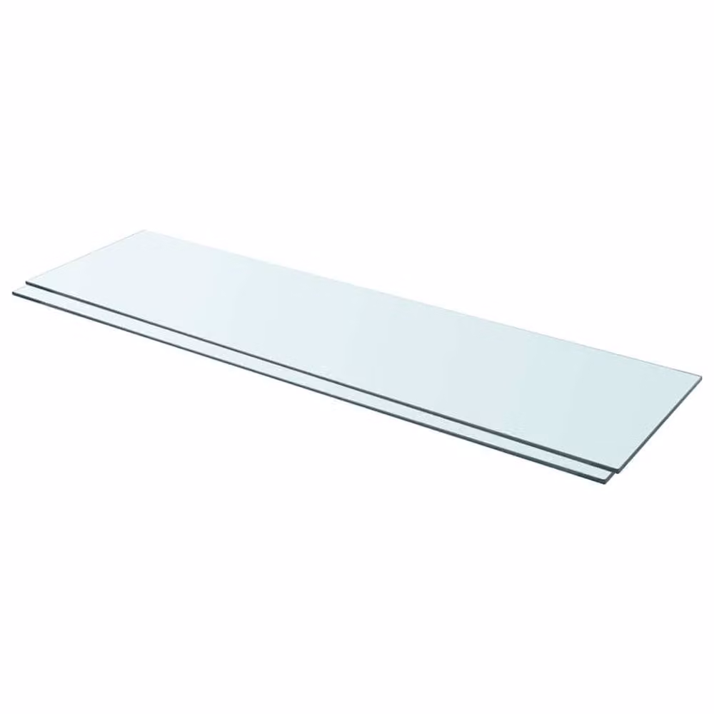 Berkfield Home 2-Piece Clear Glass Shelves, W: 110 cm, D: 30 cm