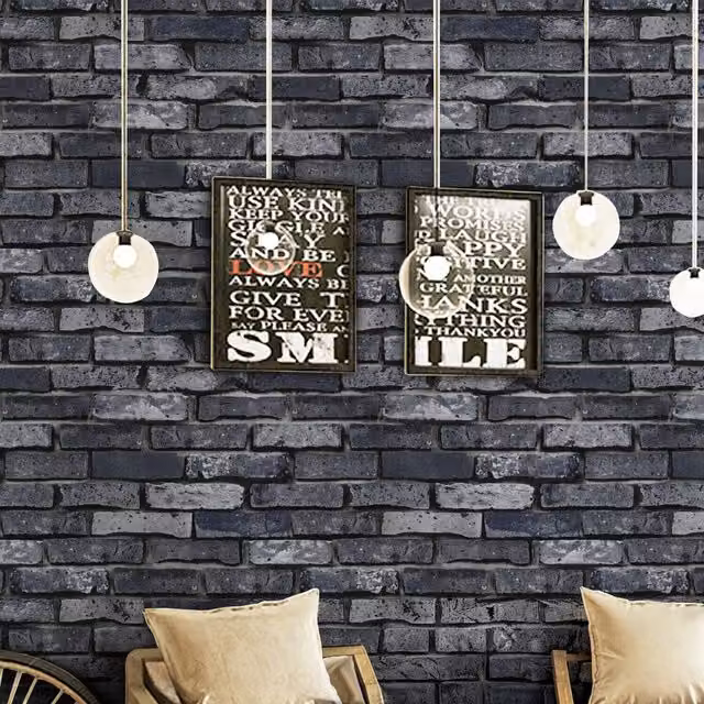 NOVECRAFTO 3D Brick Effect Wallpaper in Grey and Blue, Stone Look Geometric Design, 3 Rolls (15.11 m)