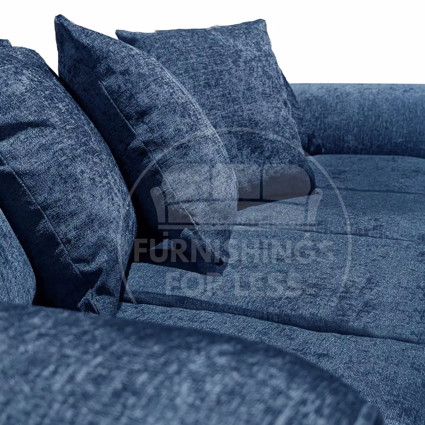 Furnishings For Less UK Monaco Blue Chenille Fabric 4 Seater Curved Arm Sofa with Scatter Back Cushions – 2