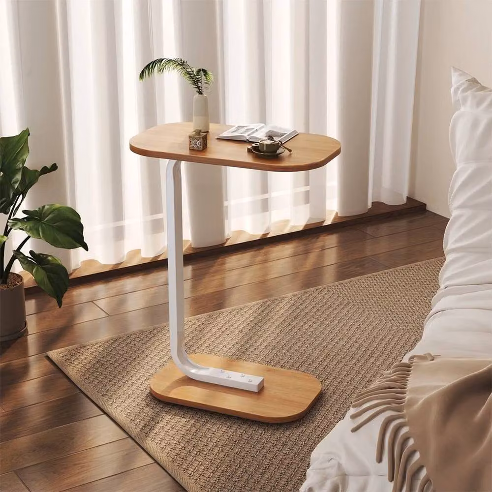 KORVIXA Brown Wood Movable Sofa Side Table with Castors for your Living Room – 3