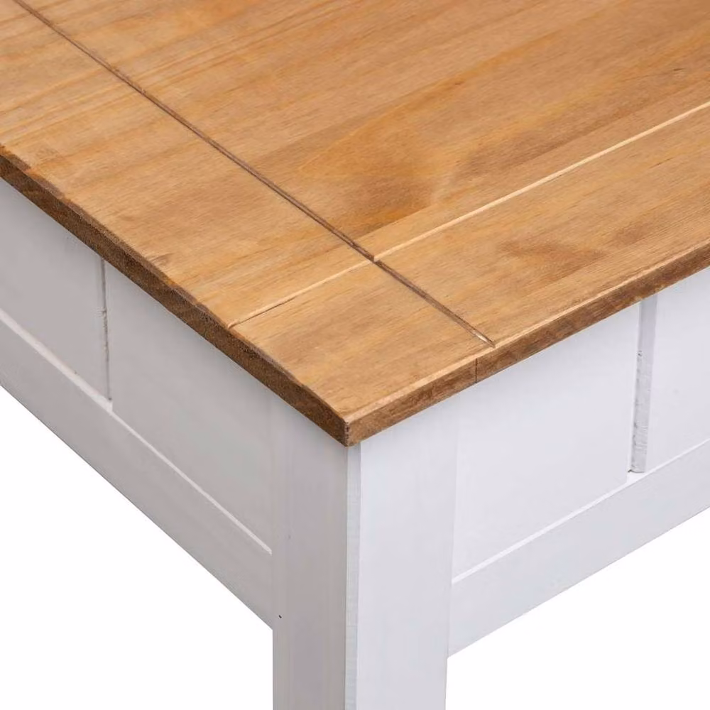 Berkfield Home Panama Classic Coffee Table in White Solid Pine Wood, W: 100 cm, D: 60 cm, H: 45 cm – 2