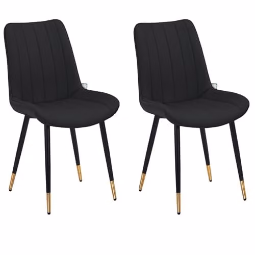 HYGRAD Set of 2 Black PU Leather Dining Chairs with Metal Legs – 1