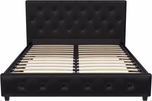 Dorel Home Dakota Upholstered Bed in Black, W/D/H: 180 x 200 cm