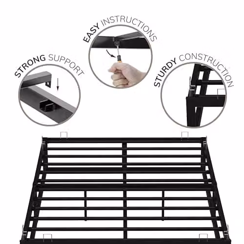 House Of Home Black Metal King Platform Bed Frame with Under Bed Storage Space, W/D/H: 180 x 200 x 40 cm – 3