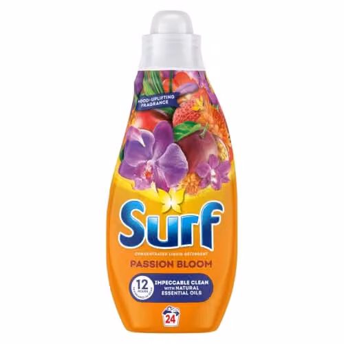 Surf Passion Bloom Liquid Laundry Detergent with Essential Oils, 24 Washes, Orange and Multicolour