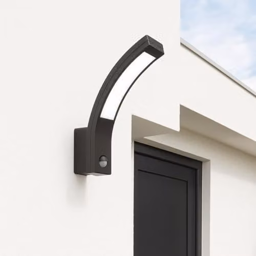 CGC Lighting Grey LED Outdoor Arc Wall Light with Motion Sensor, 10W, 900lm, Cool White 4000K – 2
