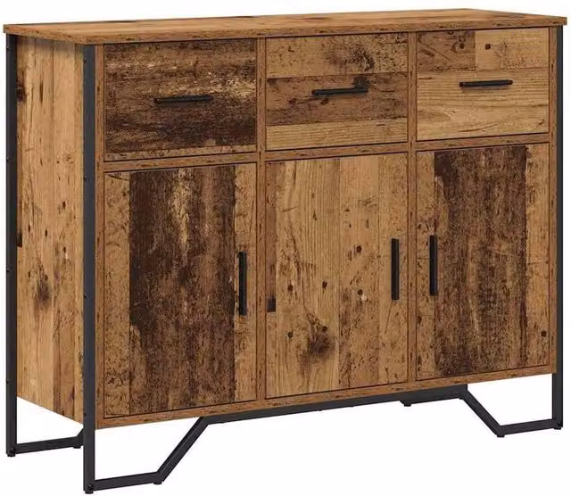 Berkfield Home Rustic Oak Sideboard in Brown, W/D/H: 97 x 32.5 x 74.5 cm – 1