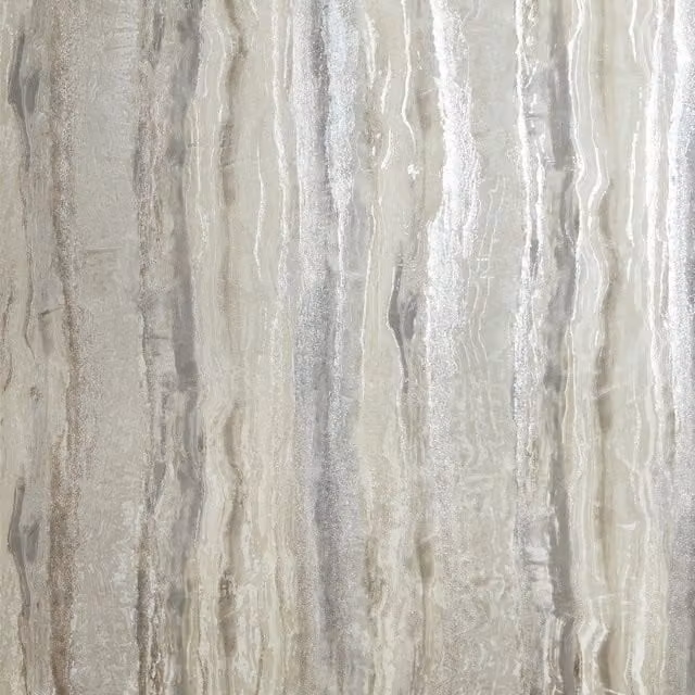 I Love Wallpaper Oslo Abstract Modern Wallpaper in Cream and Silver with Silver Metallic