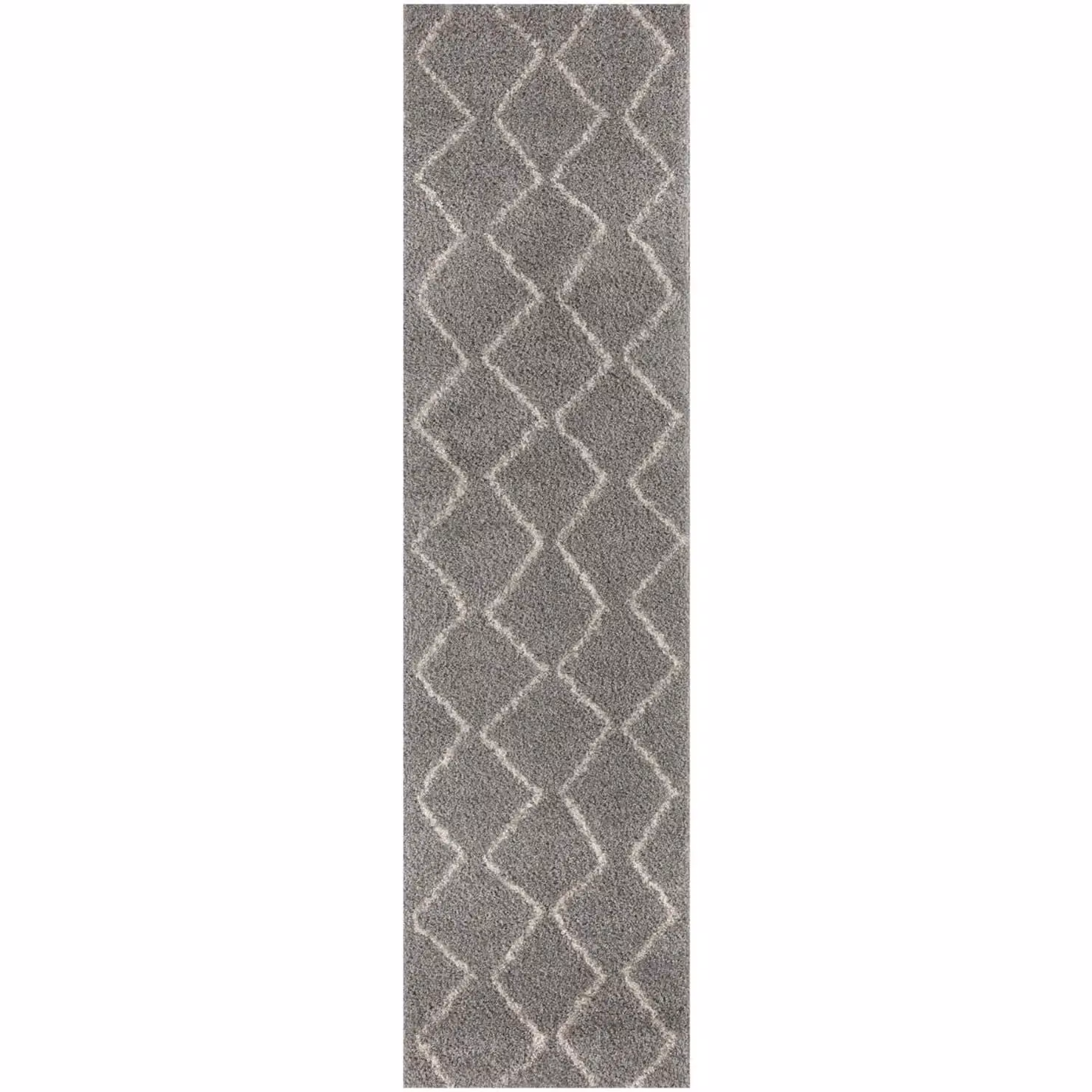 THE RUGS Moroccan Soft Shaggy Rug Runner in Grey and Ivory, W: 80 cm, L: 300 cm – 2